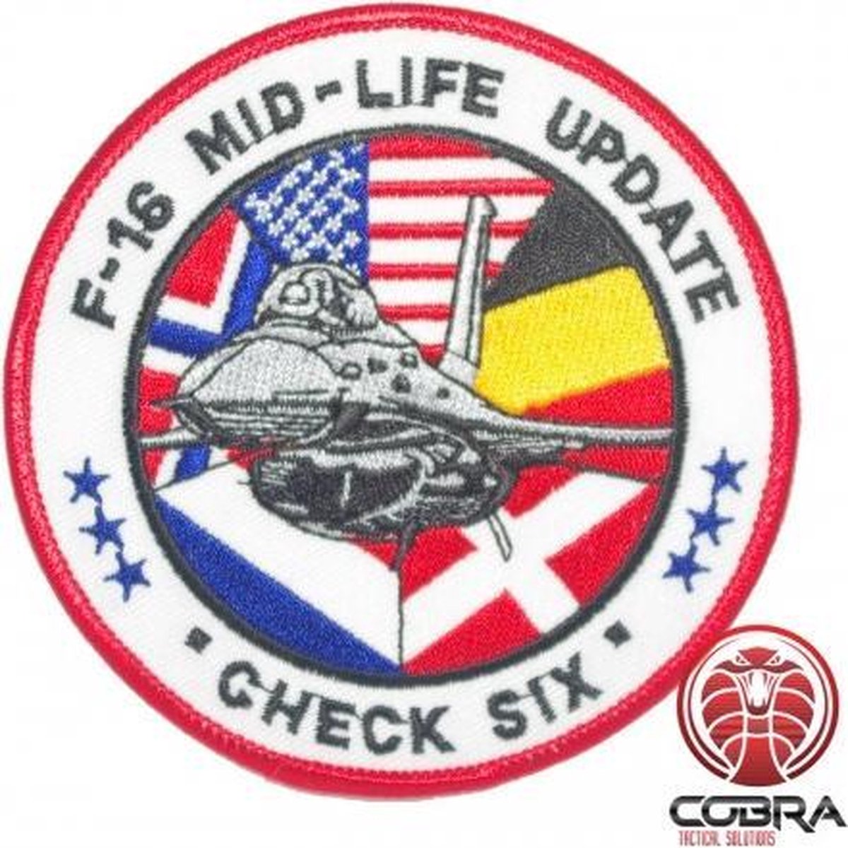 Belgian Air Force 3000 Flight Hours F-16 Fighting FalconF-16 MID-LIFE UPDATE Check Six aviation geborduurde patch | Strijkpatches | Military Airsoft